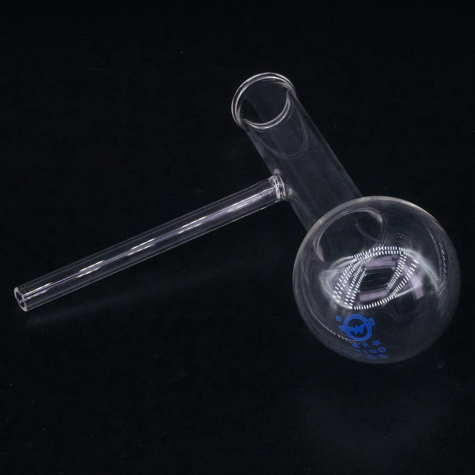 Matraz de destilación de vidrio de 60ml, frasco de laboratorio de destilación de fondo redondo con brazo lateral