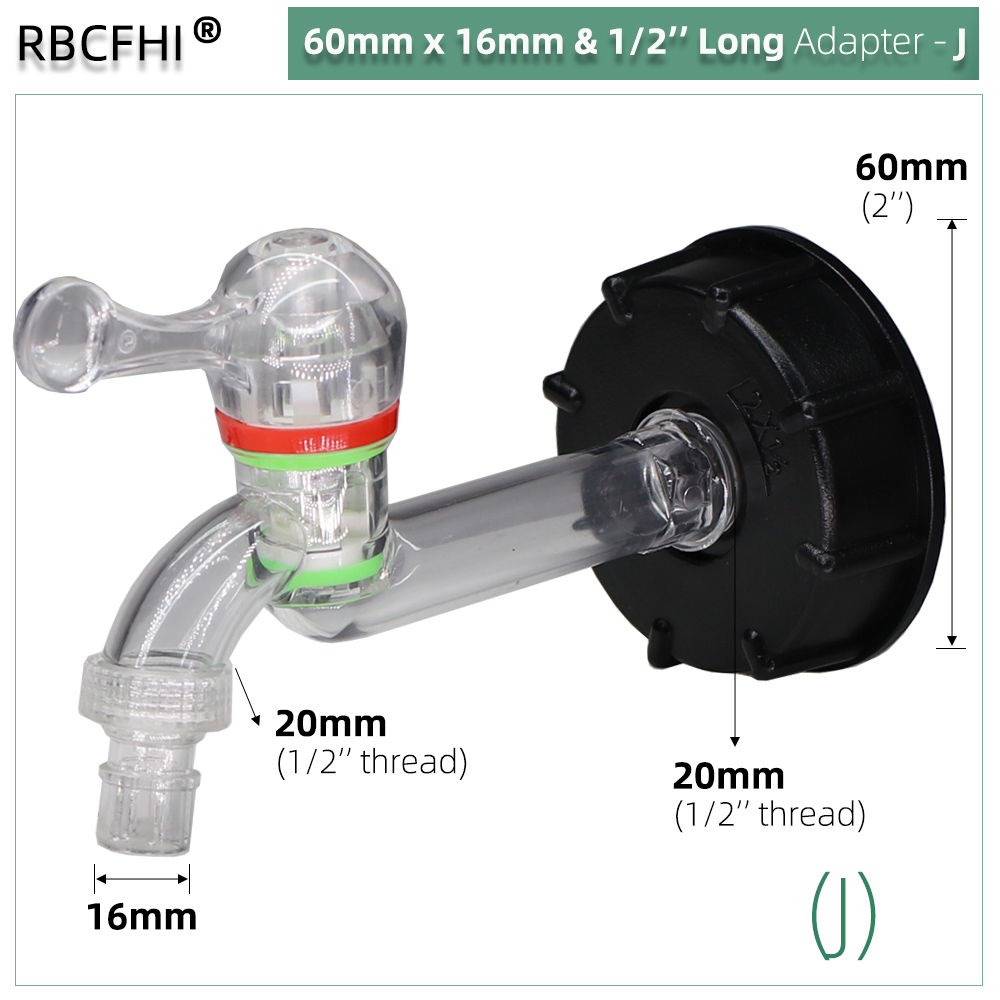 IBC Tote Adapter S60 Coarse Thread x 16mm 1/2'' 3/4'' Water Tank Shut Off Ball Valve Garden Hose Tap Ton Barrel Faucet Connecter: PURPLE