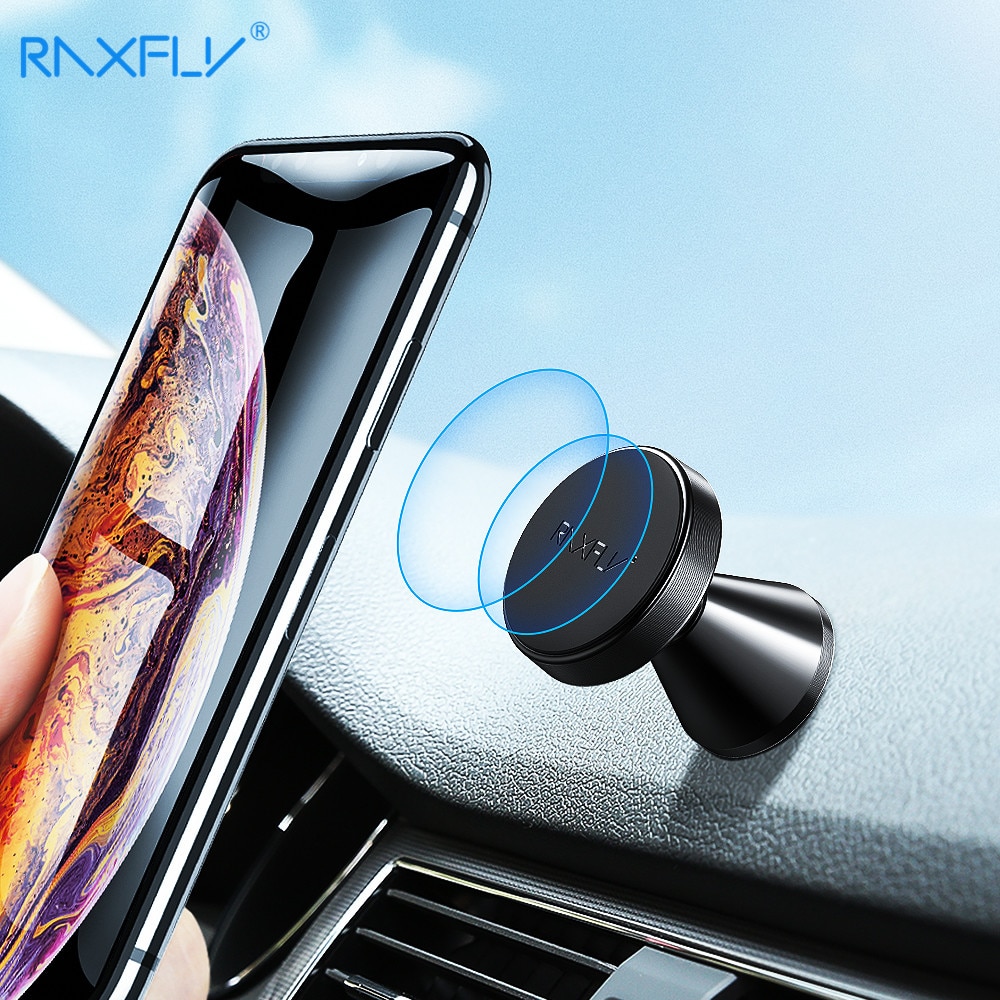 RAXFLY Magnetic Phone Car Holder With Free Send 2PCS Metal Plate Magnet Car Mobile Phone Stand Suporte Soporte Celular Para Auto