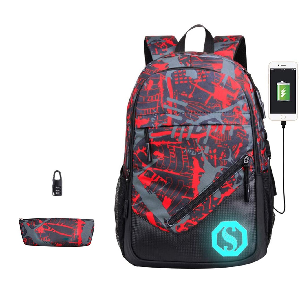 7-12 jahre alt Jungen Schule Taschen Leichte Klasse Schule und Mittelschule Rucksack freundlicher Bookbag mit Standard-leuchtstoffbirnen markieren 2/3 einstellen: Usb c 2 setzt