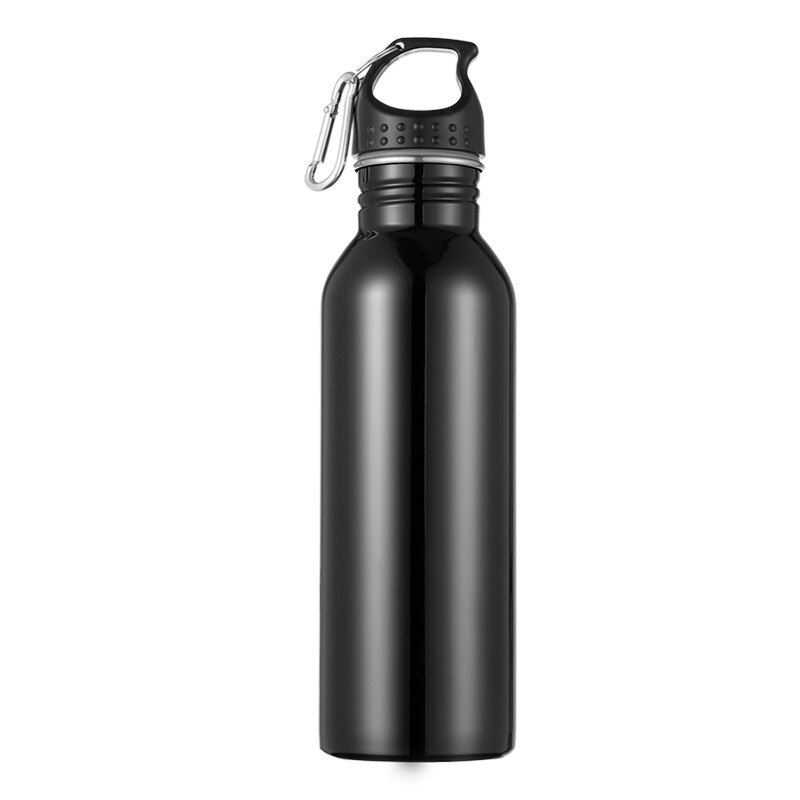 Botella de agua de 750ml para ciclismo y acampada, botella de agua deportiva de acero inoxidable para exteriores, taza de bebida deportiva de Metal portátil: A