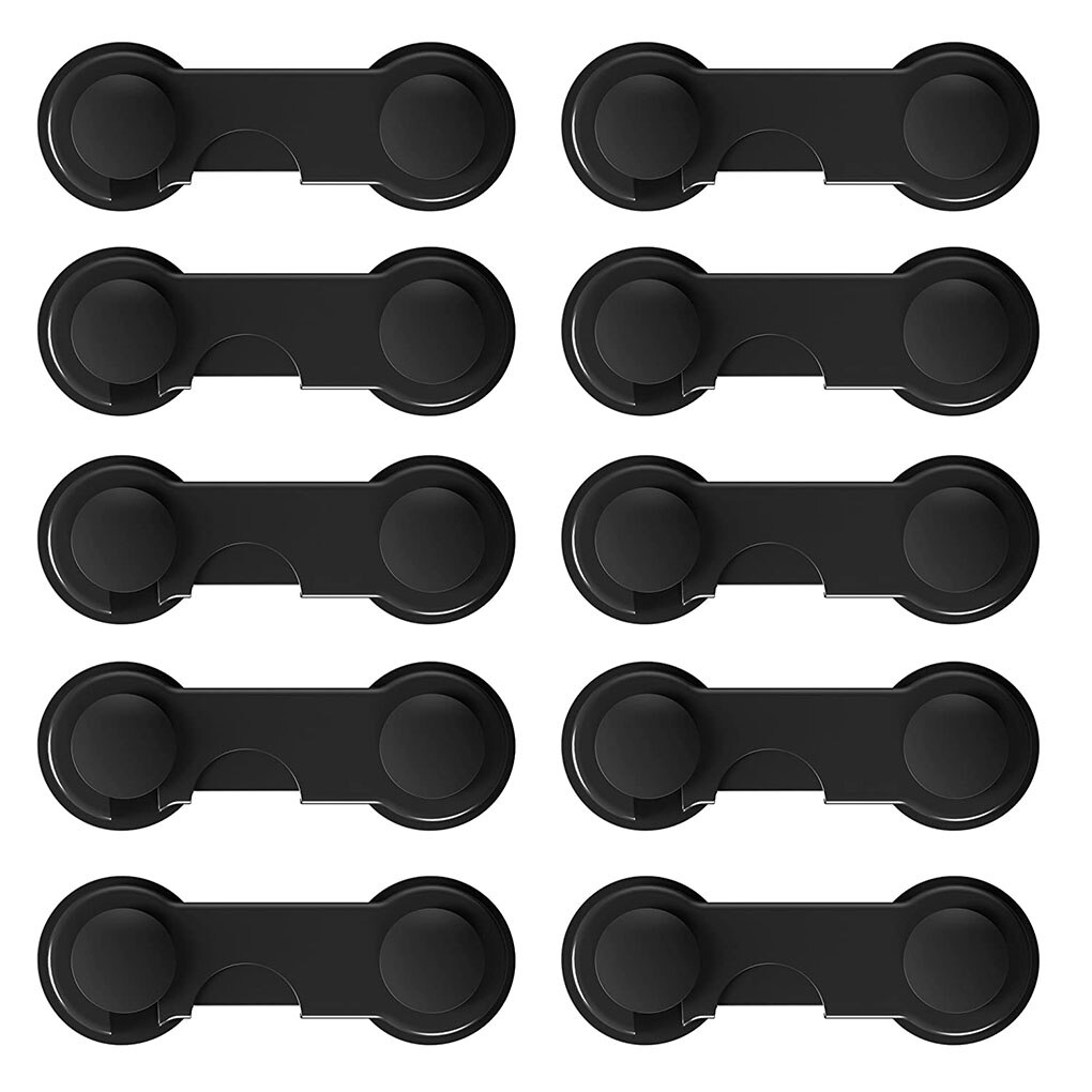 10Pcs Baby Veiligheid Plastic Lock Catch Kinderen Bescherming Koelkast Klink Lock Sluiting Voor Kast, Zwart: black