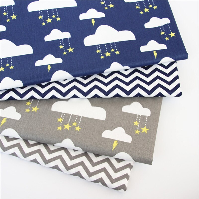 Tissu en sergé de coton pour bébé imprimé nuages au mètre, couette à coudre DIY Scrapbooking, tissu d'aiguille, matériel de couture pour poupées