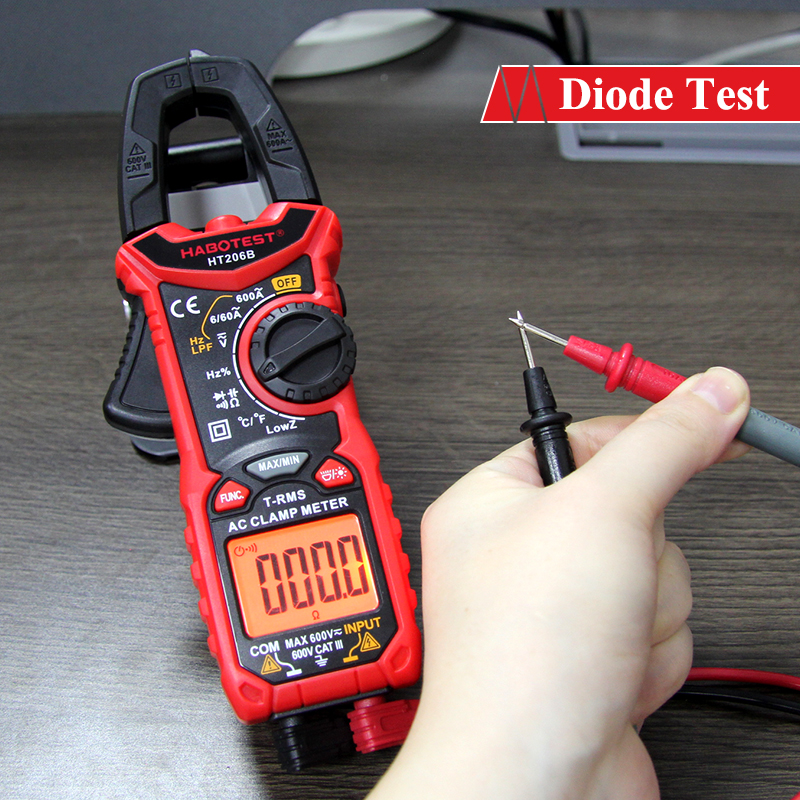 Habotest HT206B Digital Clamp Meter True Rms Capacitance Hz Ohm Frequency Temp Pinza Amperimetrica Multimeter Clamp Tester