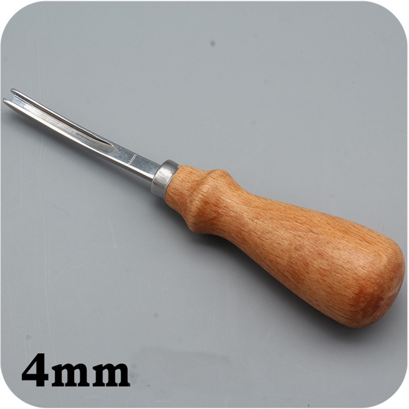 Cuchillo biselador para artesanía de cuero, herramientas de corte con mango de madera, 3 tamaños, 4mm, 6mm, 8mm