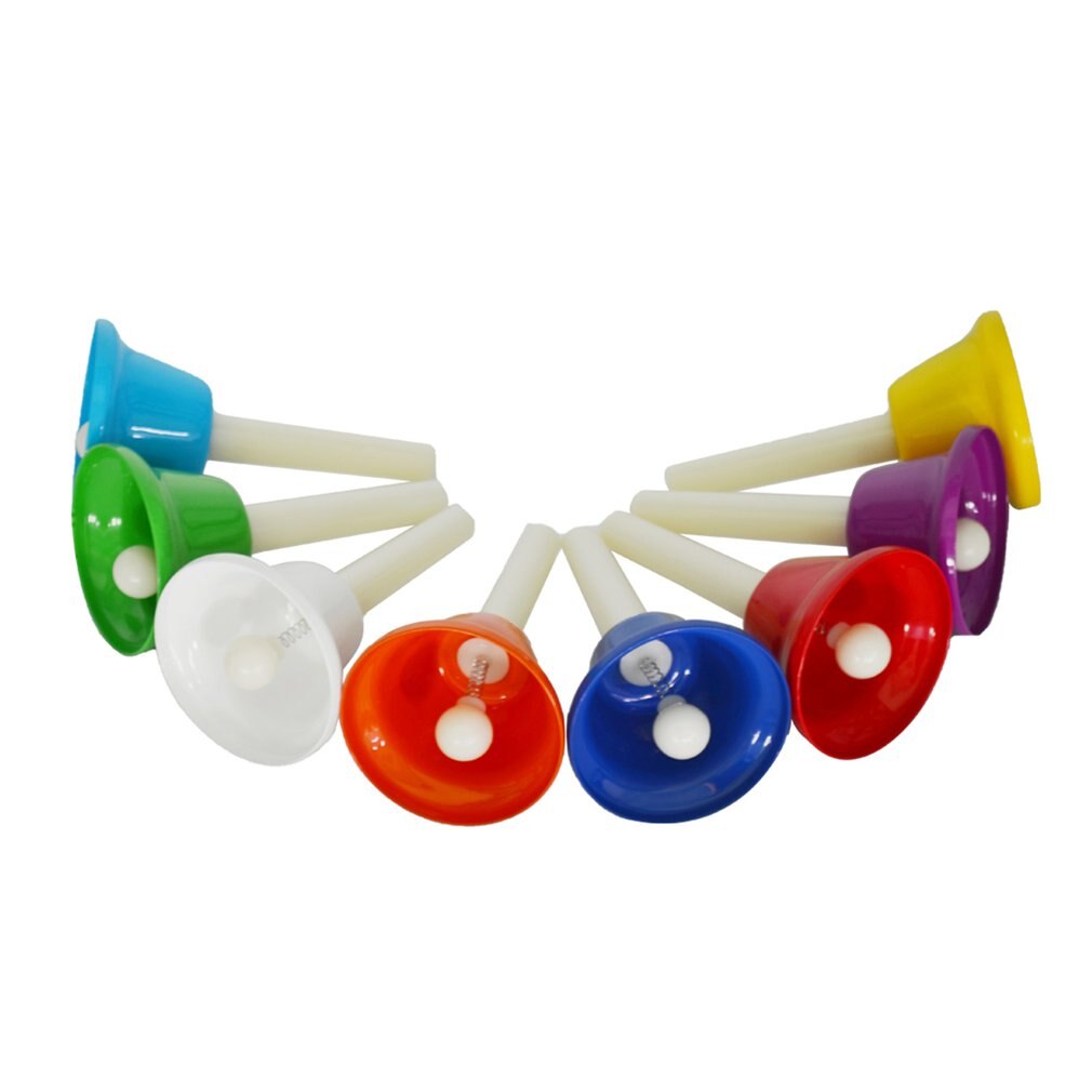 8PCS/SET Colorful Metal Rhythm 8 Note Hand Bell Set Musical Instrument Percussion Education for Child Kids