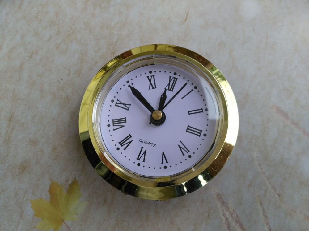 2 Pieces Plastic Gold Rim Face Diameter 50MM Insert Quartz Clock for Built - in Clock DIY Craft Desk Clock