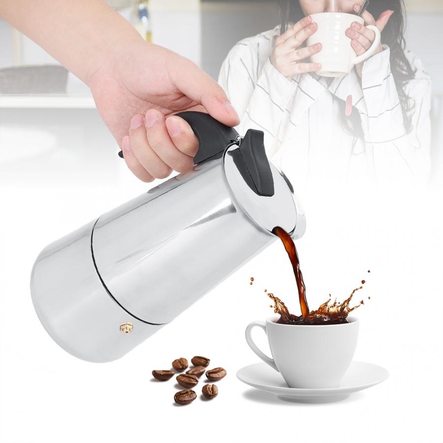 450ml rostfritt stål elektrisk spis kaffekanna bryggare värmare set eu plug 220-240v(  ) kaffe electrica