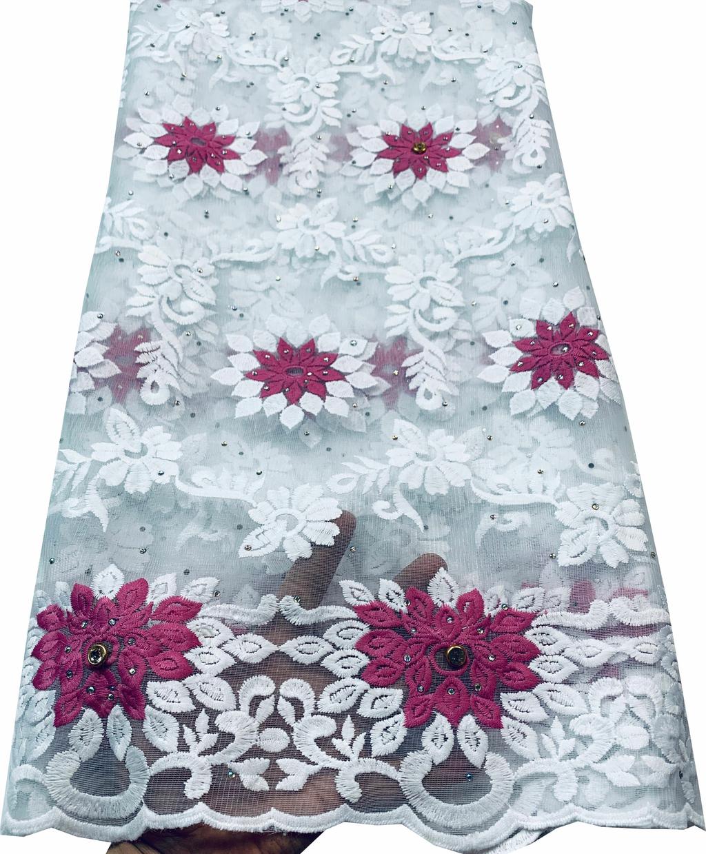 Nigerian Laces Fabrics 2022 Tulle African Laces Fabric Wedding African French Net Lace With Stones YLL3837: AS PIC5