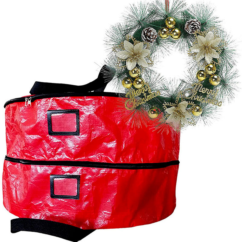 1Pc Doppel Schicht Lagerung Tasche Weihnachten Kranz Abdeckung Schützen Wasserdichte Große-kapazität Decke Kleidung Ornament Organisieren Werkzeuge