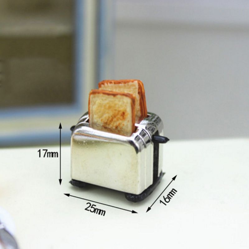 Puppe Haus Miniatur Toaster Brot Maschine Mit Toast Küche Kochgeschirr Mini Zubehör Dekor 1/6 1/12 Skala F3mich