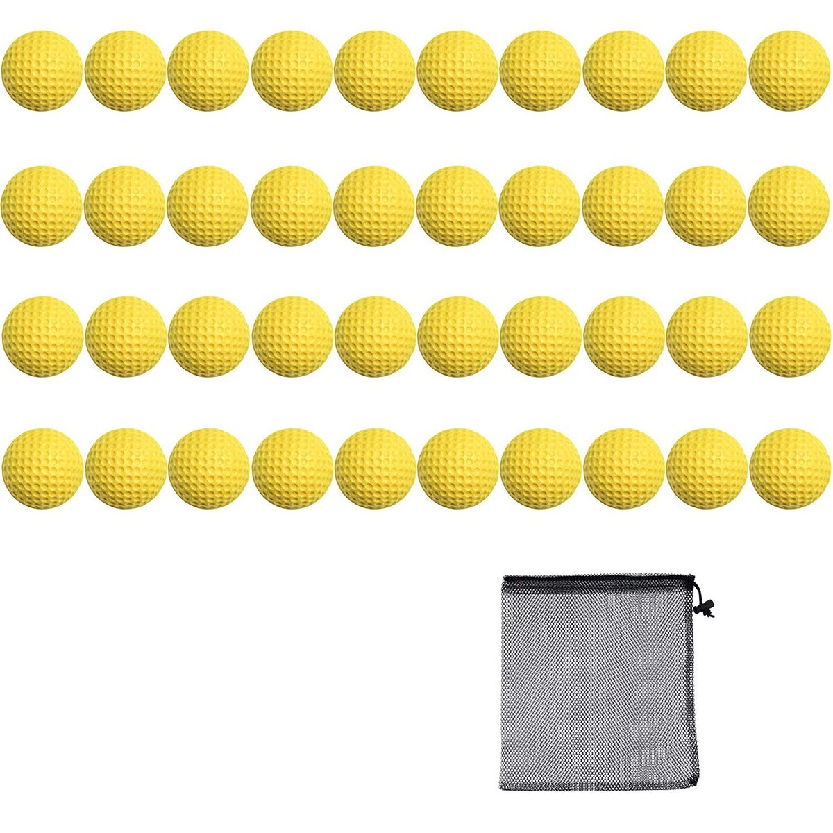 Balles de Golf en mousse élastique PU, sensation réaliste et vol limité, balles d&#39;entraînement pour intérieur ou extérieur, paquet de 40: Yellow