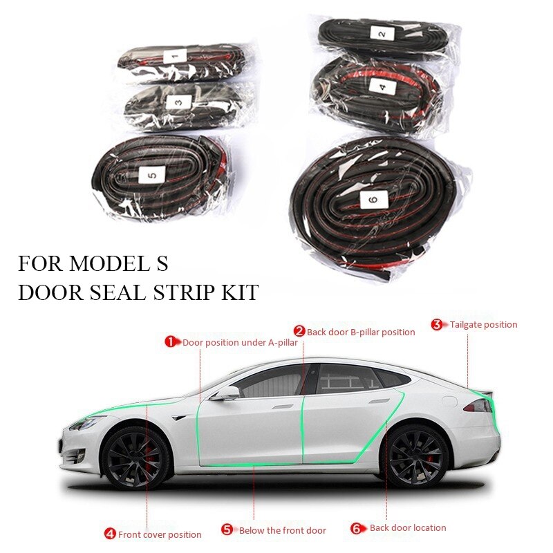 Auto Deur Afdichting Strip Kit Geluiddichte Strip Geluidsisolatie Weer Strip Afdichting Voor Tesla Model S: Default Title