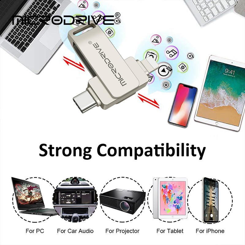 Dysk flash typu c do iphone'a/plusa/x/ 1 2 in wszystkich zewnętrznych urządzeń pamięci masowej ios/telefonów komórkowych