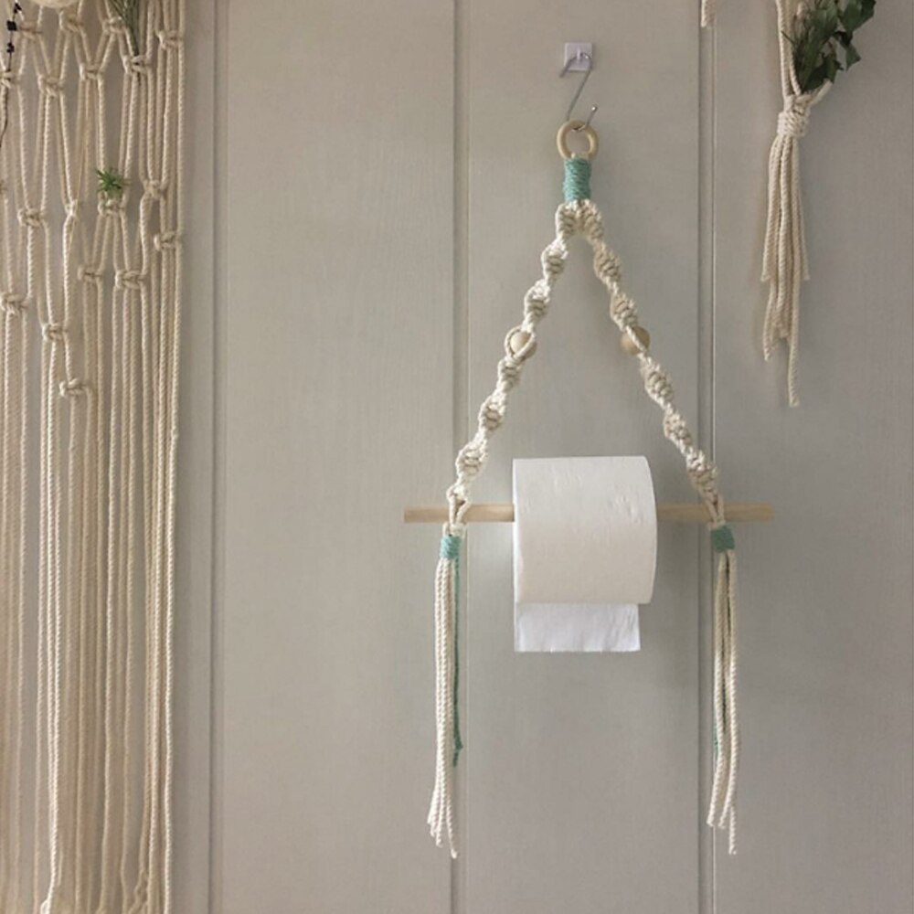 nordique toilette porte-rouleau de papier tapisserie macramé tenture murale salle décoration salle de bains distributeur de papier toilette: A2