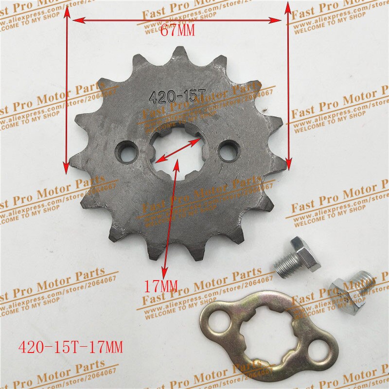 Front Engine 420# 17mm 20mm 10T 11T 12T 13T 14T 15T 16T 17T 18T 19T Teeth Chain Sprocket With Retainer Plate Locker: 420-15T-17MM