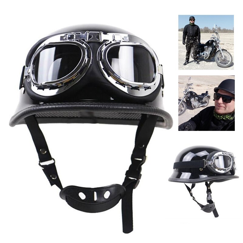 Motorhelm Duitse Lederen Vintage Casco Moto Motorfiets Open Gezicht Retro Half Helm Chopper Biker Piloot Dot Size S-XXL
