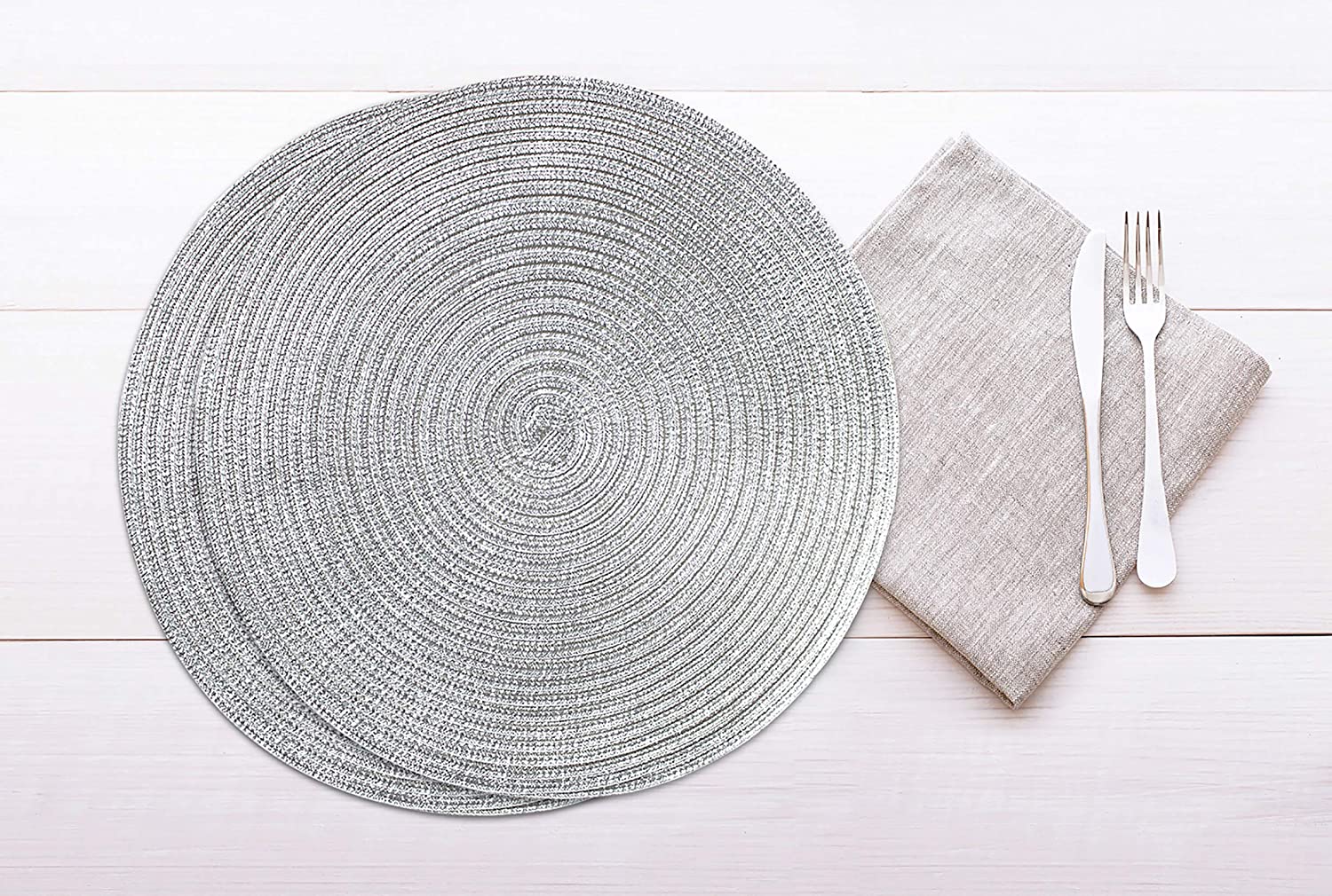 Ronde Placemats Geweven Set Van 4 Voor Eettafel Ke... Grandado