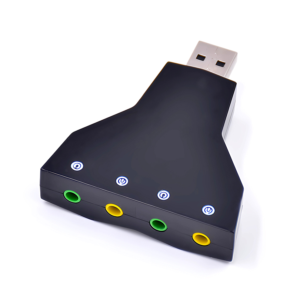 Tarjeta de sonido USB Virtual externa 7 en 1 canal adaptador de Audio de sonido 3D micrófono Dual interfaz de Audio Dual salida independiente