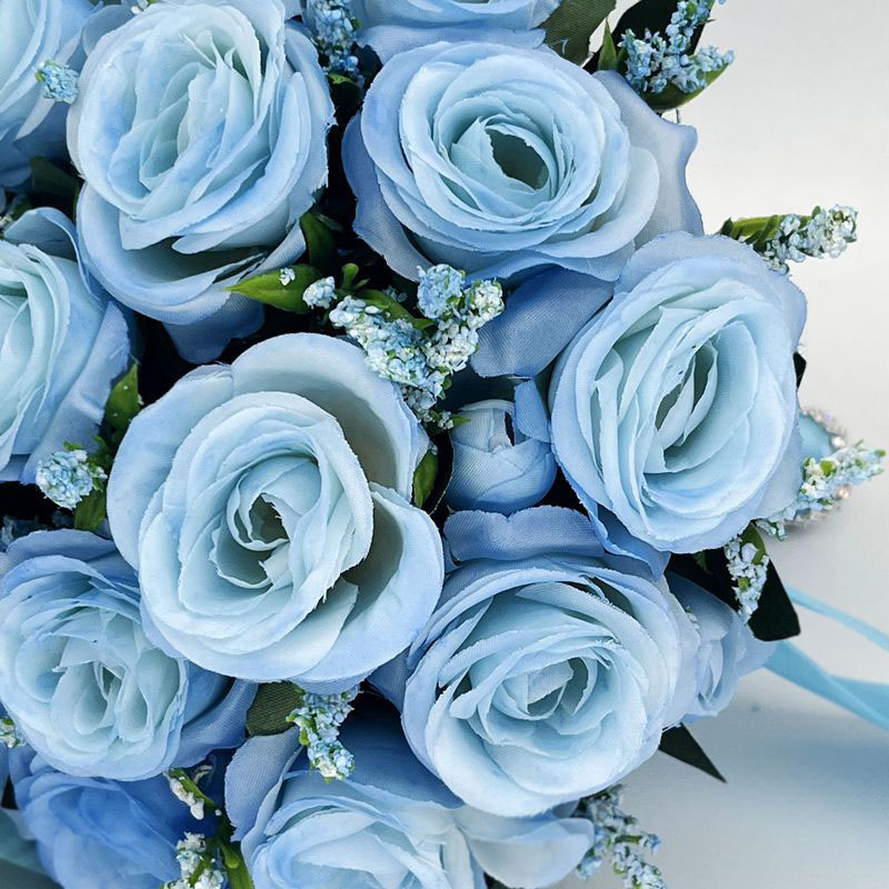 Ramo de novia, flores, accesorios de boda para dama de honor, rosas artificiales azules, ramos de novia, decoración de boda