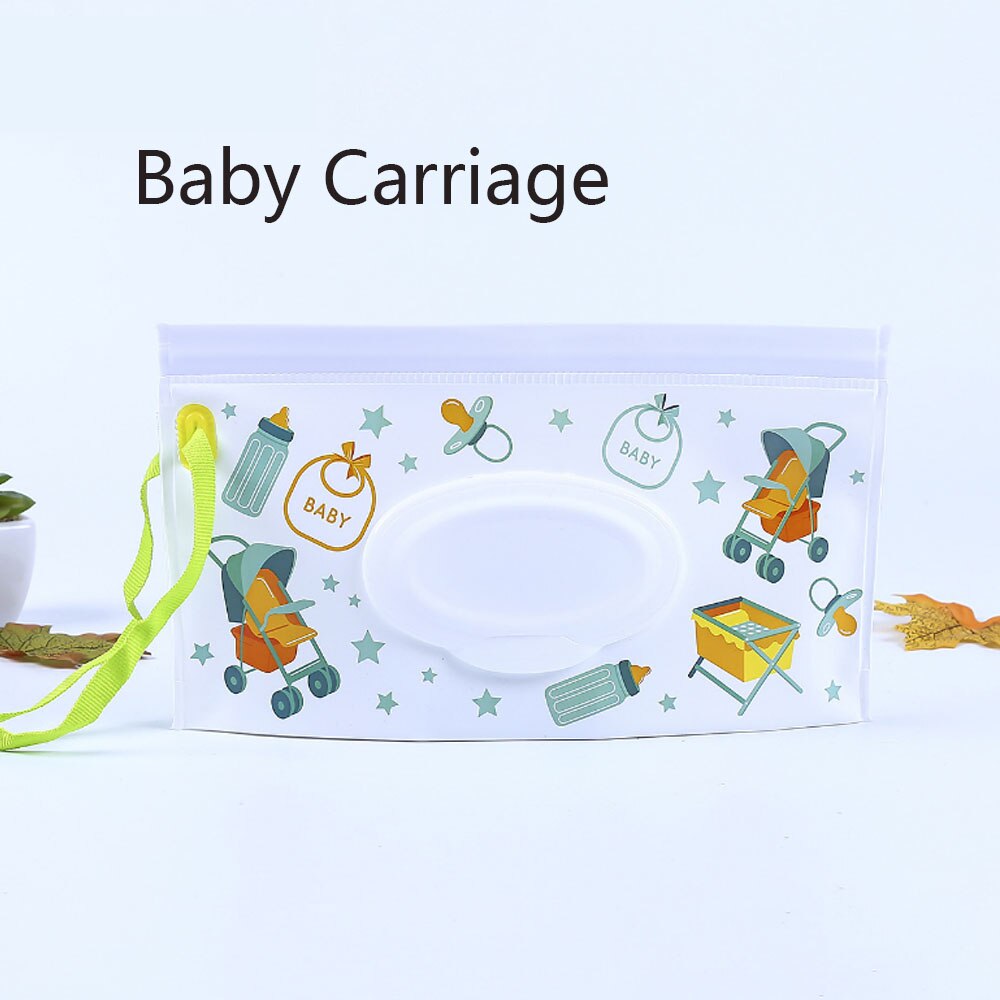 Lätt att bära snäpprem portabel baby våtservetter box våtservetter behållare miljövänlig clamshell kosmetiska rengöringsservetter fodral: Barnvagn
