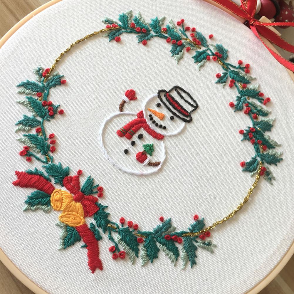 DIY Christmas Embroidery for Beginners Adults Cross Stitch Patterns Starter Kits with Embroidery Hoop