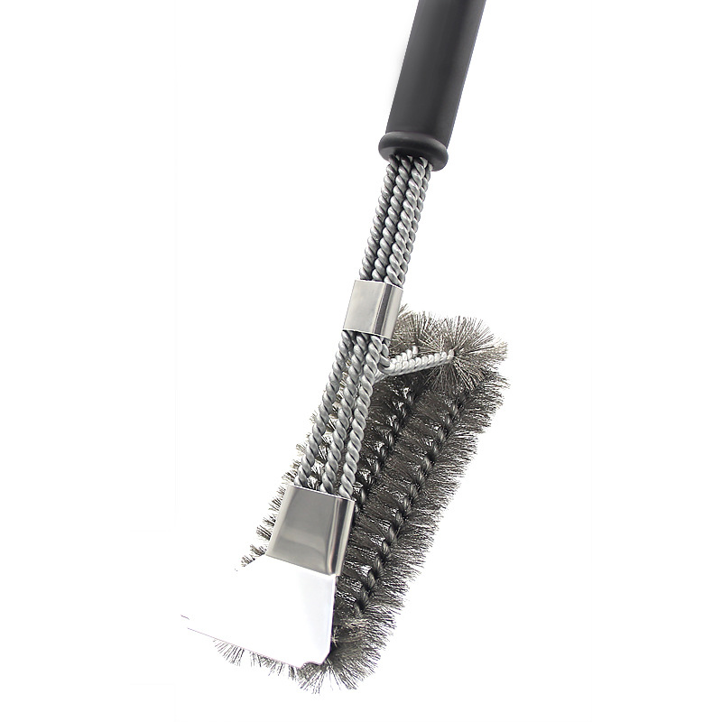 BBQ Grill Brushes Barbecue Accessories Cleaning Brush Kit Cooking Tools Outdoor Cleaner Stainless Steel Bristles Kitchen Gadgets: green