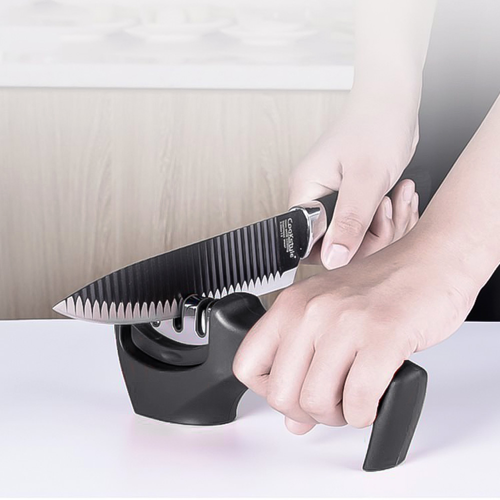 Kitchen Quick Kitchen 3 Stages Sharpener Knife Grinder Non-Slip Silicone Rubber