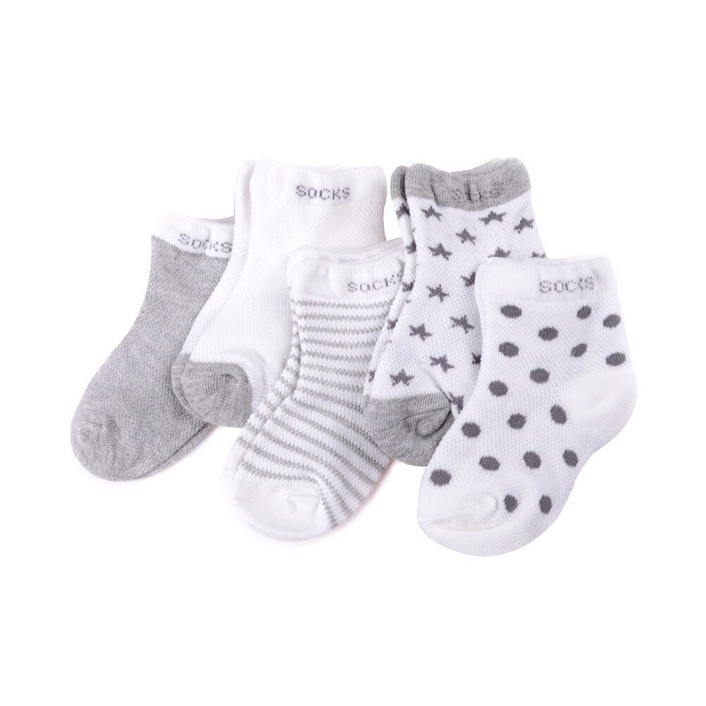 5 pares/set bebê meias bebê menino menina algodão impresso meias recém-nascido infantil crianças macio cinza rosa azul laranja 0-6 m