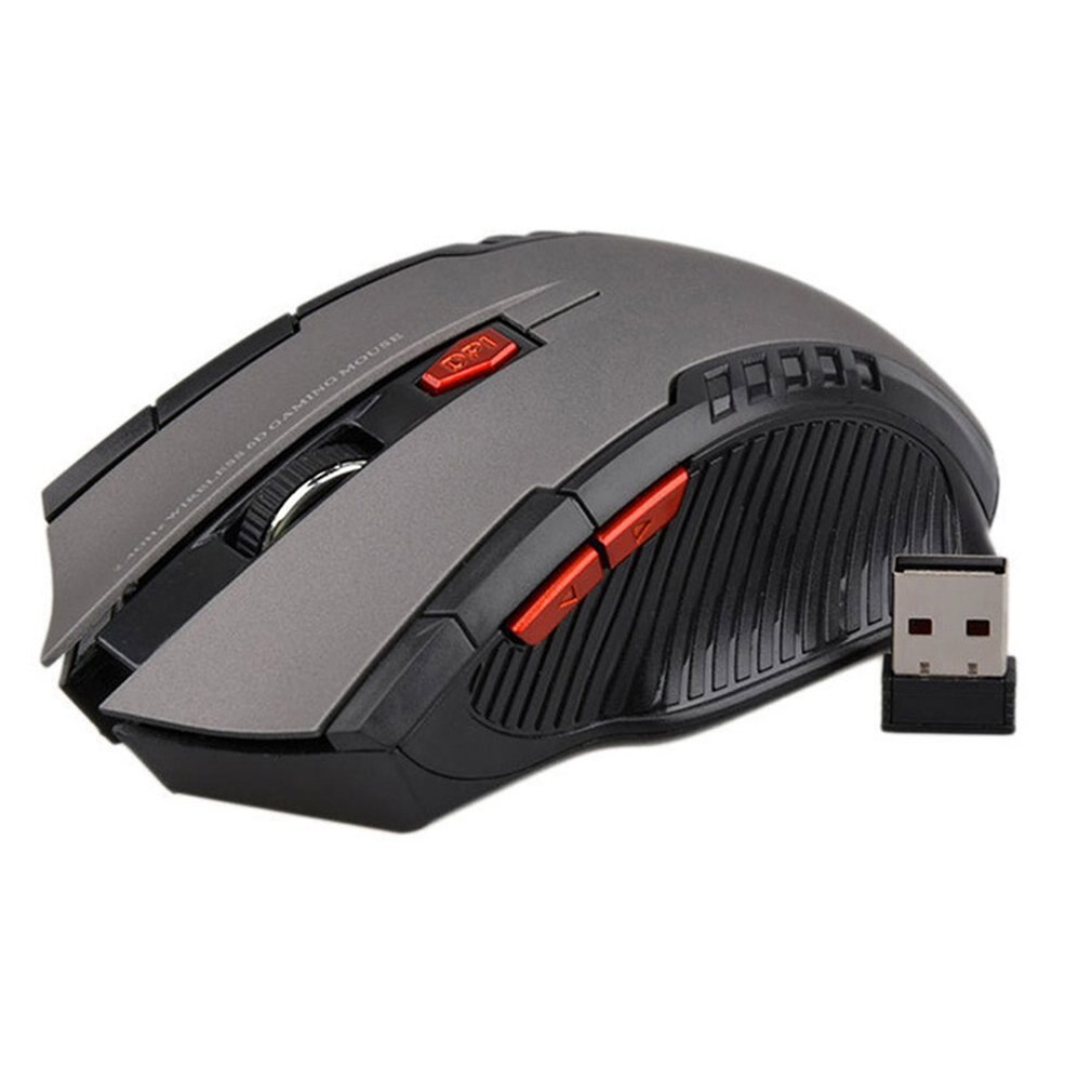 2.4GHz Wireless Mouse Adjustable DPI Mouse 6 Buttons Optical Gaming Mouse Gamer Wireless Mice with USB Receiver for Computer PC: gray