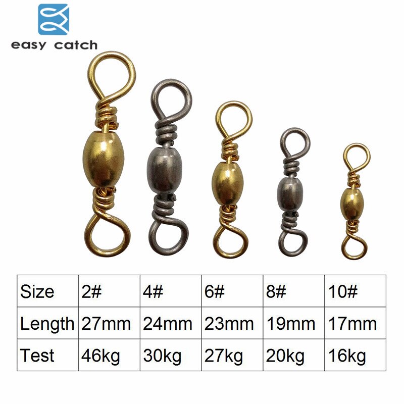 Facile da Prendere 25 pz Pesca Canna Da Pesca Girevole Con Anello Solido Nero Oro In Ottone Gancio di Pesca Linea Connettore Accessori Per la Pesca