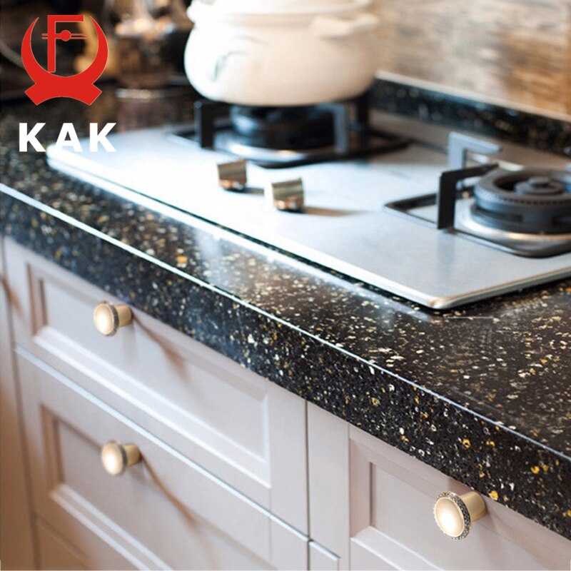 KAK Luxury Gold Door Handle with Crystal Diamond Bedroom Kitchen Cabinet Handles Door Pulls Furniture Handle Door Hardware