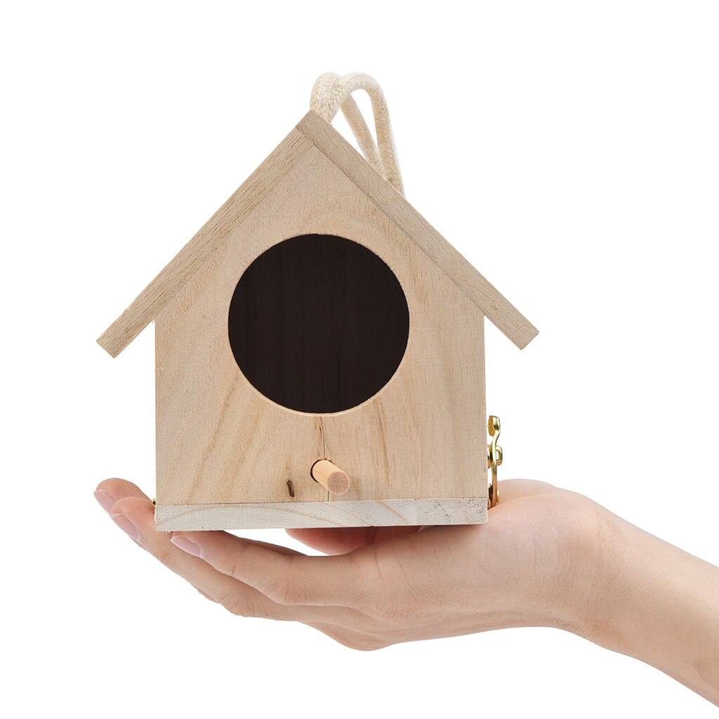Wooden Nest House Bird Box Wall mounted Outdoor Birdhouse Wooden Box Birdhouse Round Door No graffiti Bird House Nest