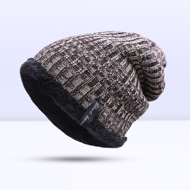 Evrfelan Vintage Winter Hat for Men Casual Knitted Beanies Hats Male Thicken Men's Winter Skullies Cap Plus Velvet Keep Warm