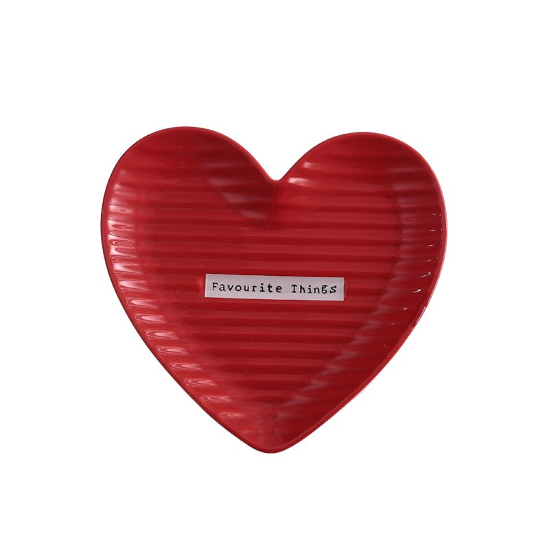Plato de porcelana con forma de corazón, plato de cerámica para joyería, plato para pastel, postre, aperitivo, bandeja decorativa, decoración de mesa, juego de vajilla
