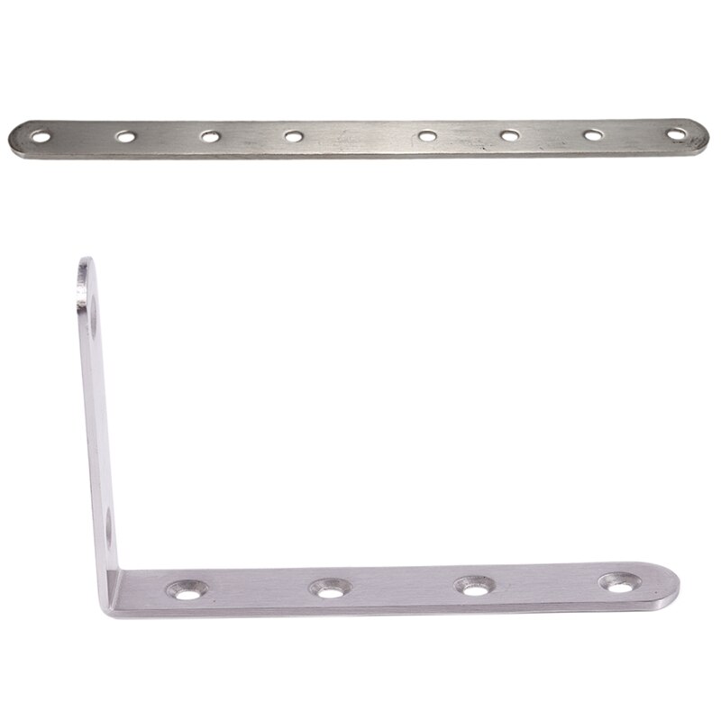 125X75mm L Shape Stainless Steel Shelf Corner Brace Angle Bracket &amp; Metal 8 Holes 250mm: Default Title
