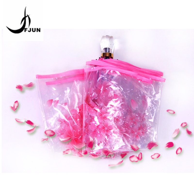 Parapluie romantique Transparent | Parapluie en fleurs de cerisier à trois plis pour femme, parapluie de cerise japonais coréen pour femme, parapluie d'art frais