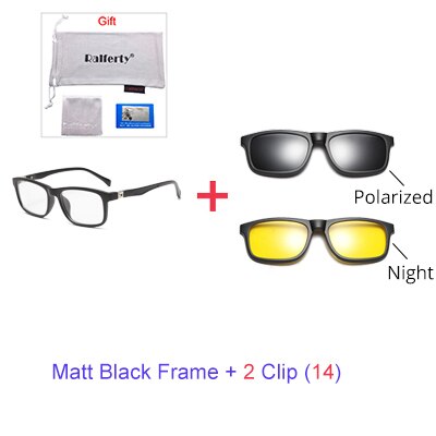 Ralferty student 5 in 1 magnetisk solbrille børn børn klip på briller  tr90 optiske recept briller stel 3d brille  tr8006: 1 ramme 2 klip 14