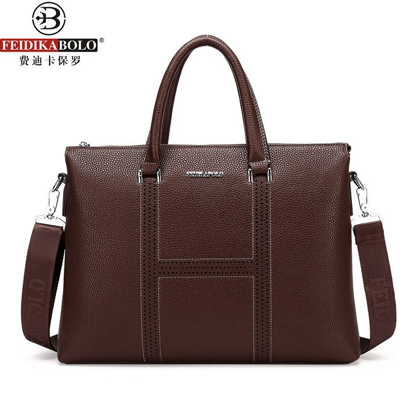 FEIDIKABOLO Simple homme sac à main en cuir souple hommes Messenger sacs sacoche pour ordinateur portable hommes mallette sac homme: Style Two Brown