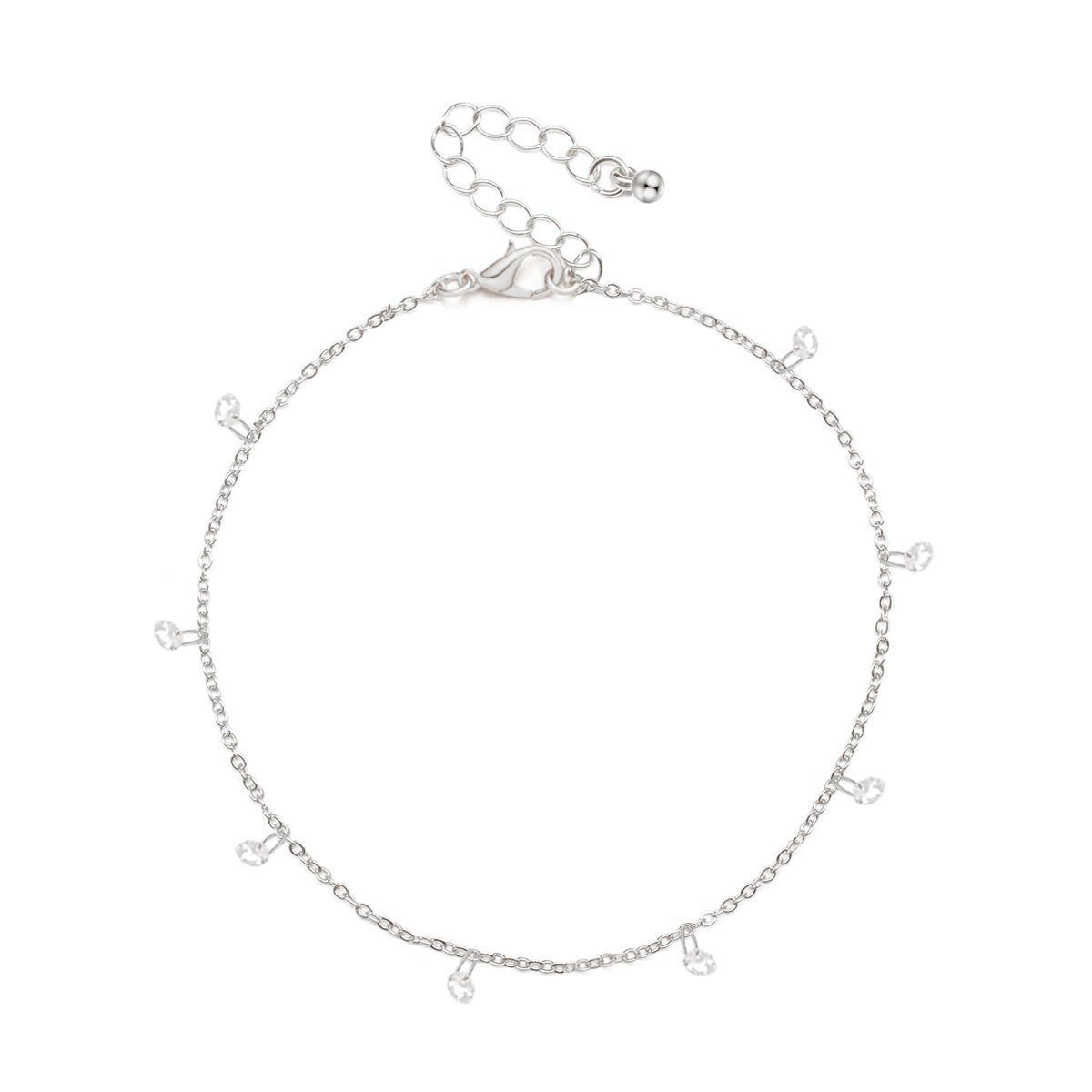 Semplice Catena In Metallo Cavigliera Spiaggia Donne Della Boemia di Modo di Cristallo Del Pendente Footchain Gioielli Cavigliera K232: silver