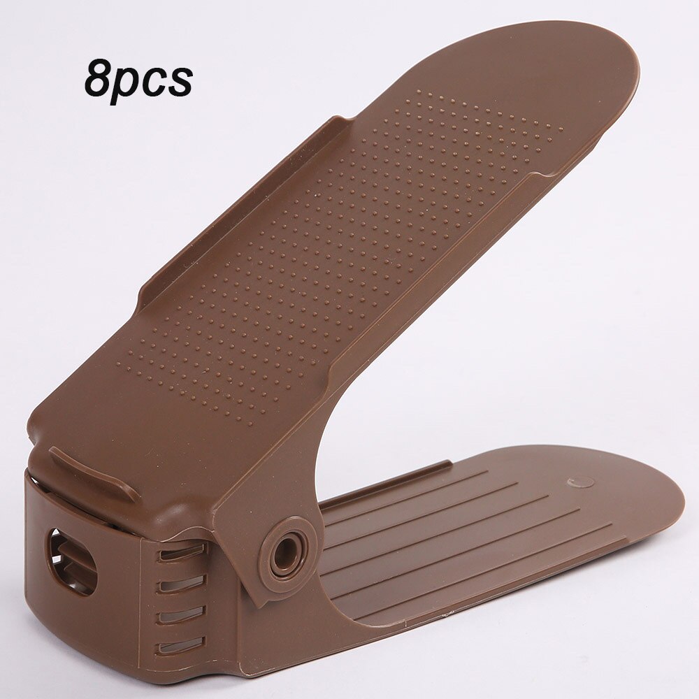 8 stuks verstelbare dubbele schoenenorganizer moderne schoonmaak opbergrek plastic woonkamer organizers schoenendoos standaard beugel schoenendoos: 8 stuks bruin