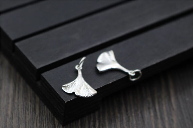 Uglyless Real S925 Sterling Zilveren Ginkgo Charms Accessoires Sieraden DIY Gegraveerd Bladeren Handgemaakte Bevindingen Kleine Hangers Bijoux