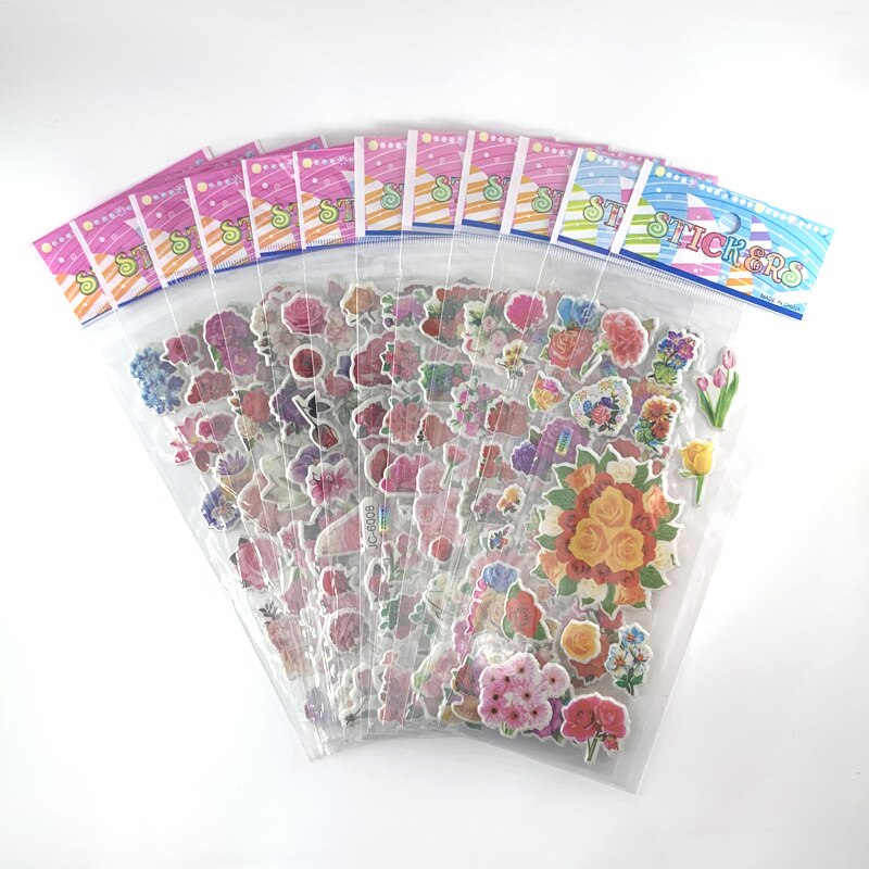12 blätter/einstellen Scrapbooking Kawaii Schmetterlinge SchöNe Aufkleber Karikatur 3D blasiert geschwollen Aufkleber für freundlicher Notizbuch Tagebuch Dekoration: Blumen