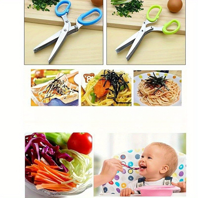 3/5- teräiset ruostumattomasta teräksestä valmistetut keittiösakset, monikäyttöiset kestävät yrttisakset, puhdistusharja