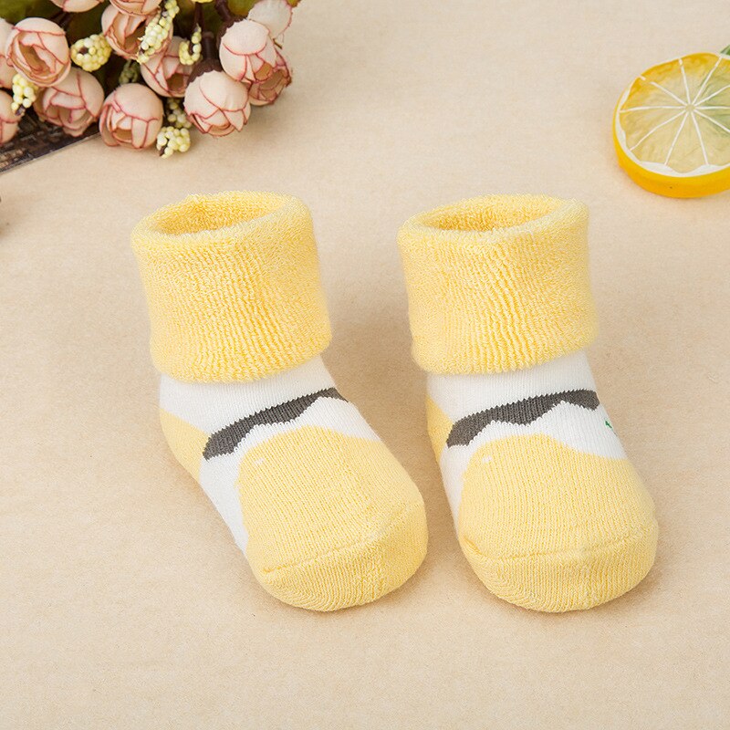 Baby Sokken Pasgeboren Katoen Winter Herfst Meisjes Jongens Kids Sokken Baby Gestreepte Badstof Warm Slippers Kinderen Dikker Sok: D