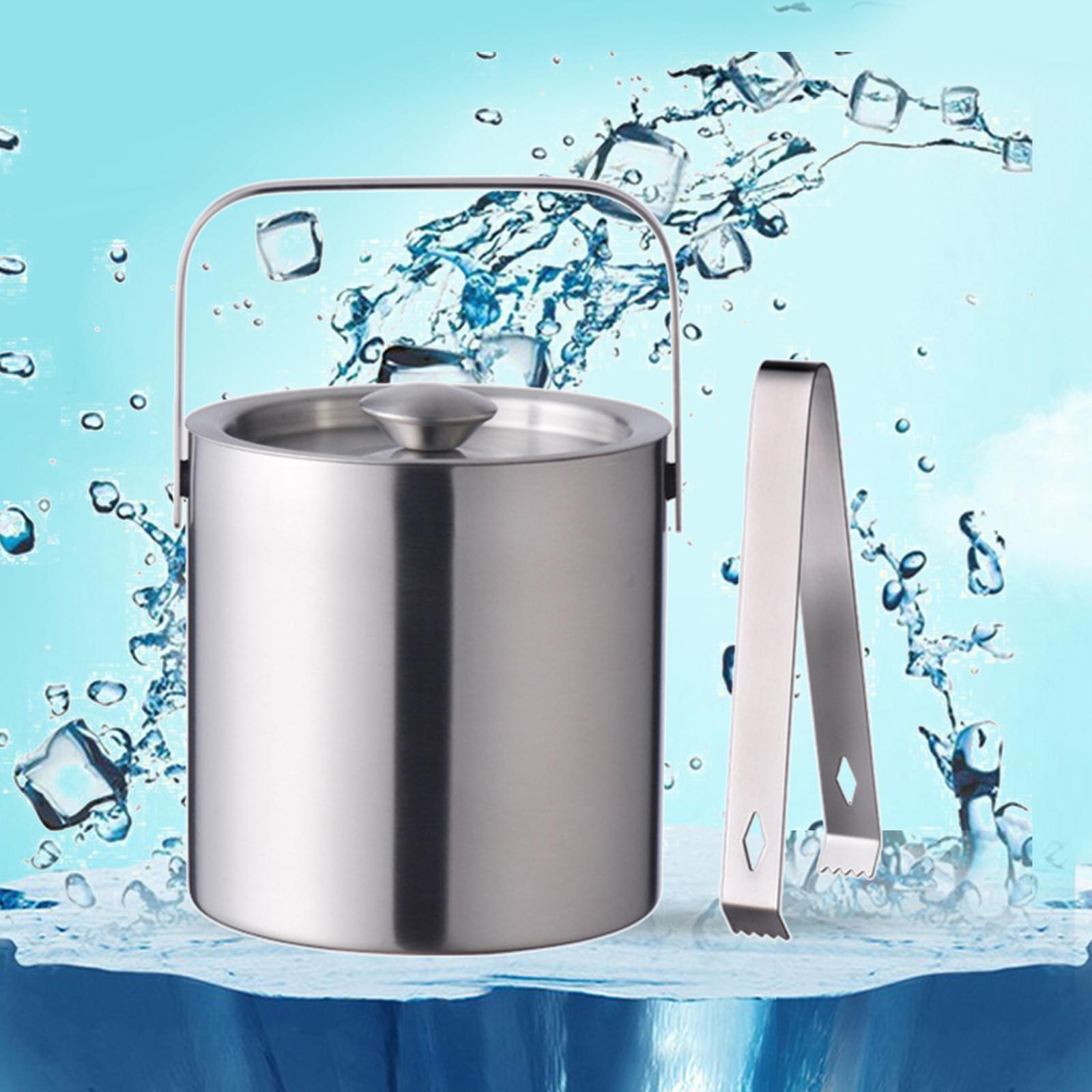 Portable Double Wall Insulated Ice Bucket Beverage Tub Drink Tub 1.5 Liter for Cocktail Parties Bar Home Wine Champagne Beer