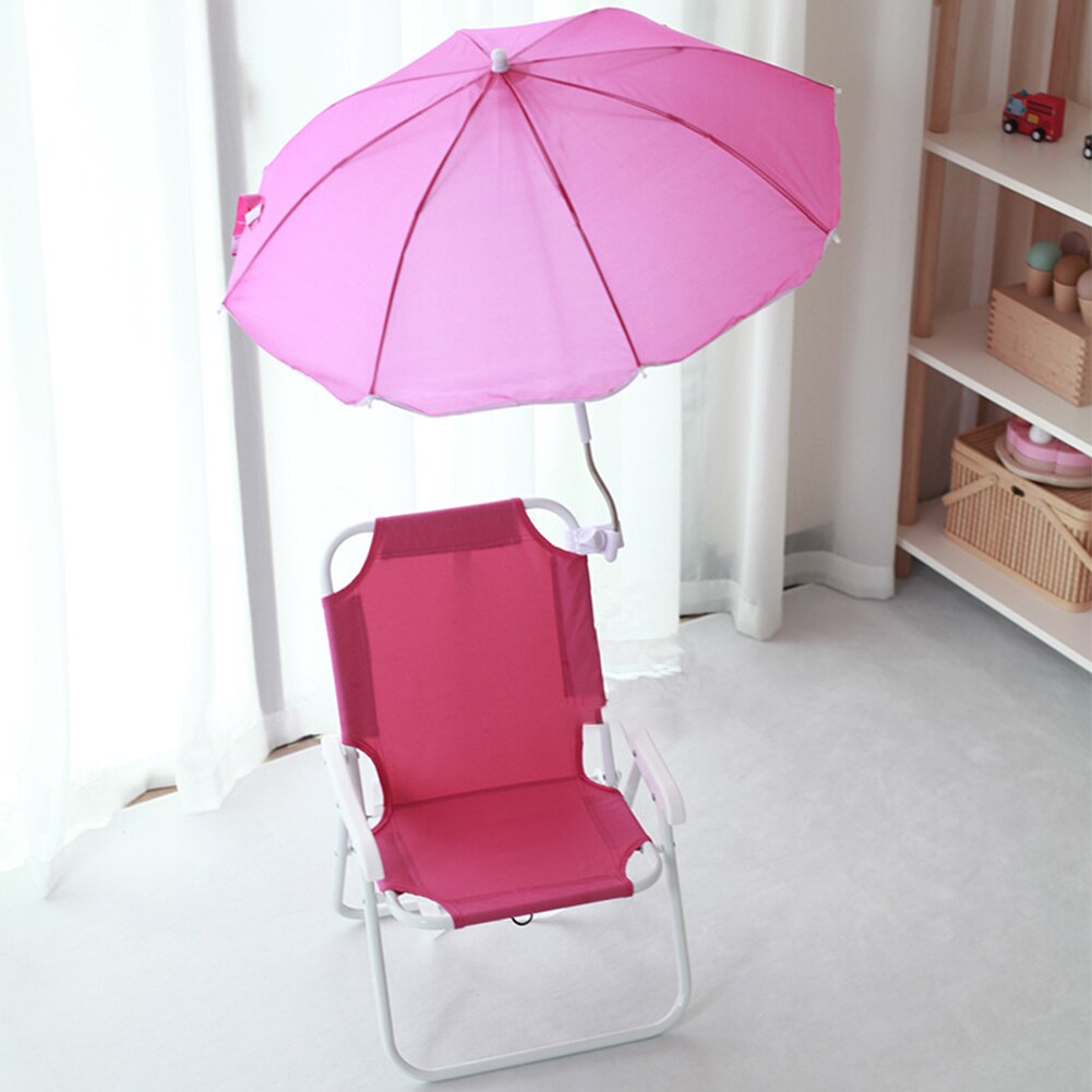 De parasol plegable playa sillón reclinable Silla de playa para niños con paraguas extraíbles: Rojo