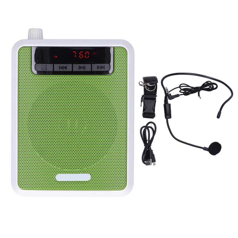 Leraar Voice Versterker Met Bedrade Microfoon En Tailleband Oplaadbare Versterker: green