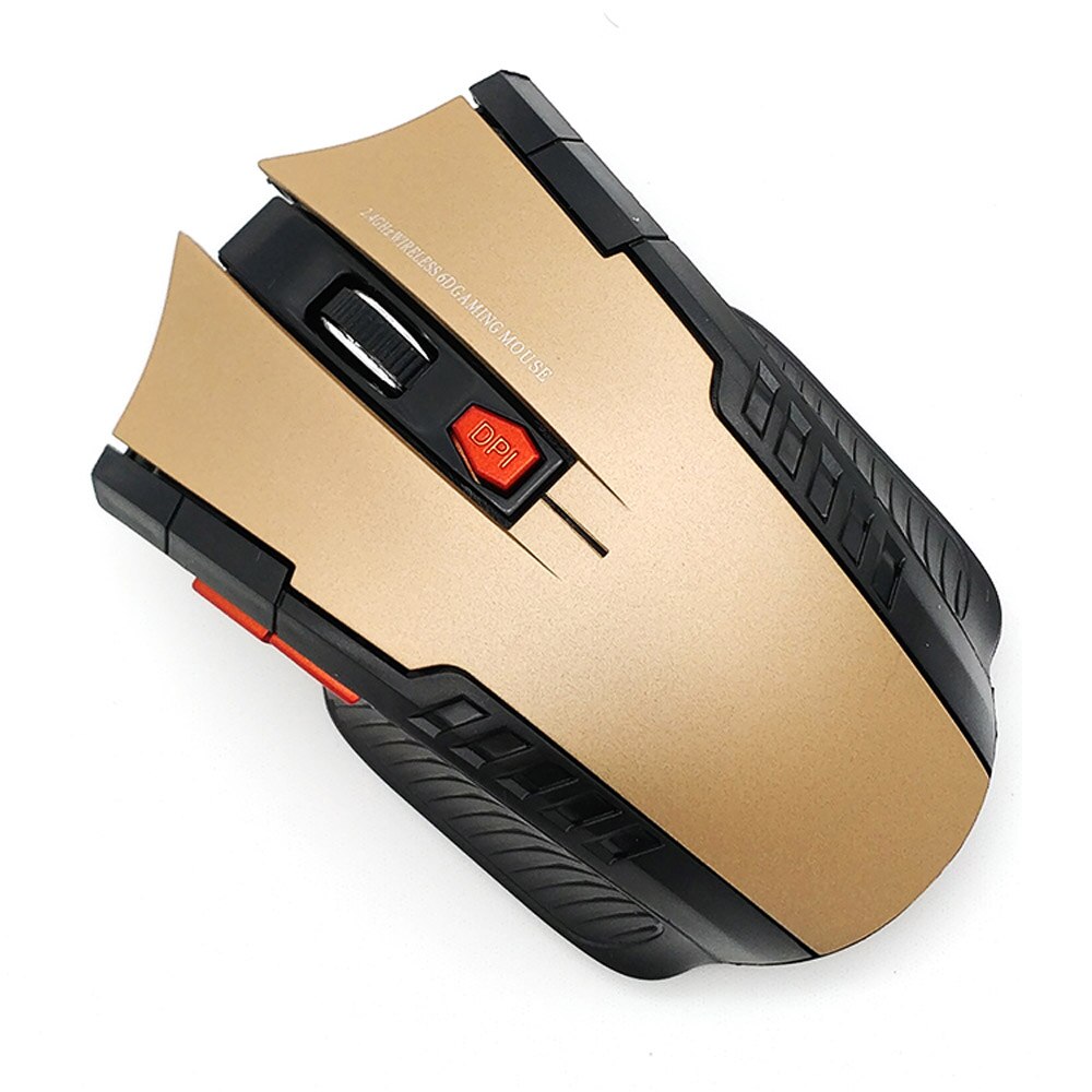 Draadloze usb muis 2000 dpi instelbare usb 2.0 ontvanger optische computermuis 2.4 ghz ergonomische muis voor laptop pc: Goud
