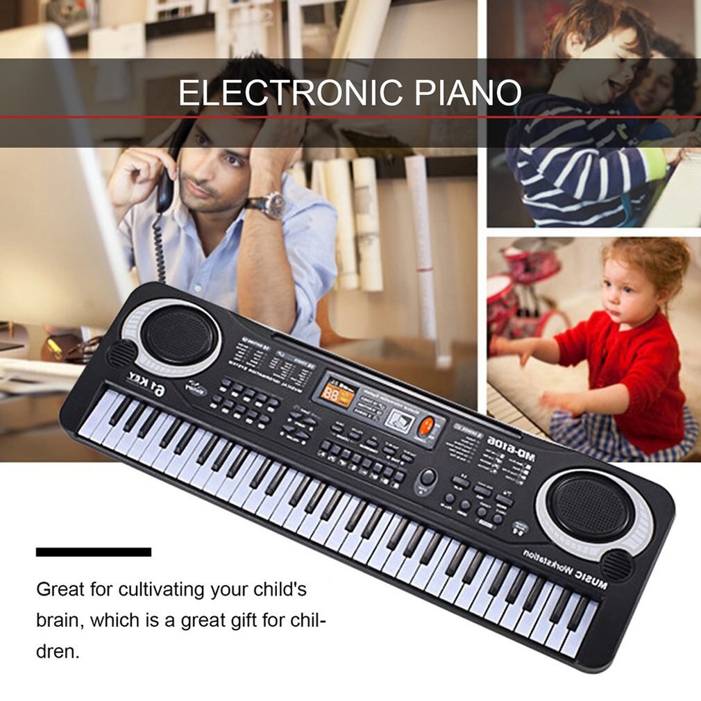 Piano clavier Portable électronique clavier pour enfants Piano débutant musique numérique Piano jouet 61 touches Piano avec Microphone